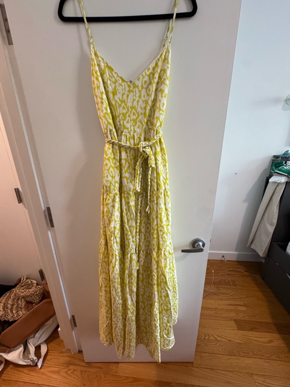 Lulu's Yellow & White Cheetah print Spaghetti-Strap Maxi Dress